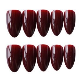 False Fingernails Wine Red Artificial False Nails Tips Long Full Cover Fake Nail Art Decoration Fake Nails