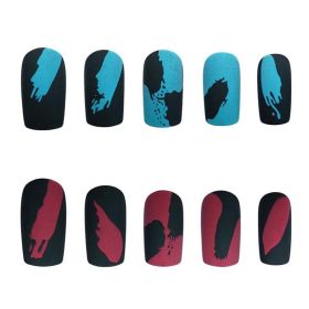 Blue Red Black False Fingernails Artificial False Nails Tips Nail Art Decoration; Oil Painting Fake Nails