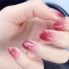 False Fingernails Gradient Color Rosy Pink Artificial False Nails Tips Full Cover Fake Nails Nail Art